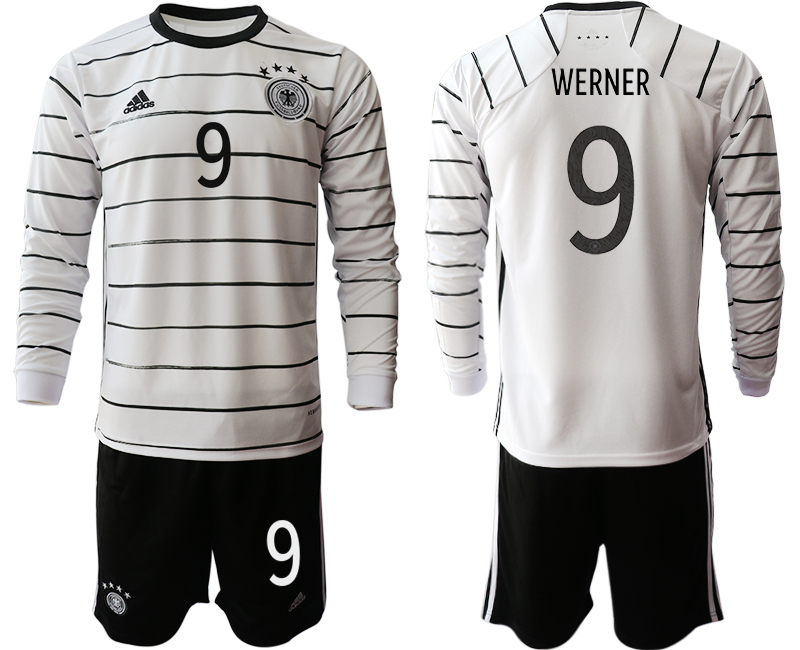 Men 2021 European Cup Germany home white Long sleeve #9 Soccer Jersey